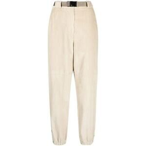 Brunello Cucinelli Belted Corduroy Cropped Trousers - 38 Beige
